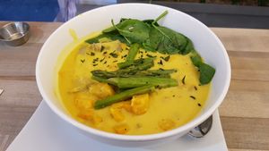 Curry-aspargus soup at Beyond Sushi - Mulberry St in New York City