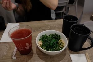 Blueberry Drink and Salad at Beyond Sushi - Mulberry St in New York City