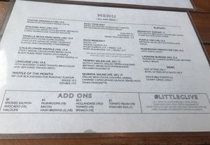 Menu 1 at Little Clive in Annerley