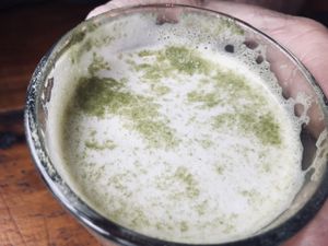 Matcha latte at Little Clive in Annerley