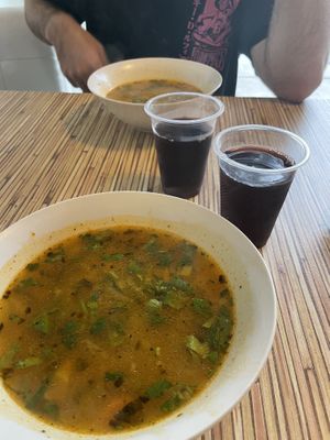 Sopa y chicha morada  at Loving Hut - Surquillo in Lima