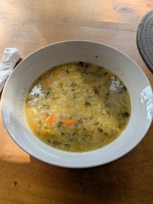 Quinoa soup at Loving Hut - Surquillo in Lima