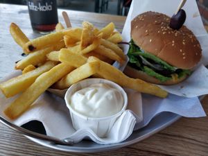 Soulfood Burger with french fries and vegan mayonnaise :-) at Laura's Soulfood in Aachen