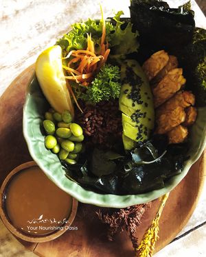 Looking for a filling and healthy meal? Give our Asian Buddha Bowl a try and you won't regret it! 🥗
 at Namaskara Coffee & Superfoods in Ubud