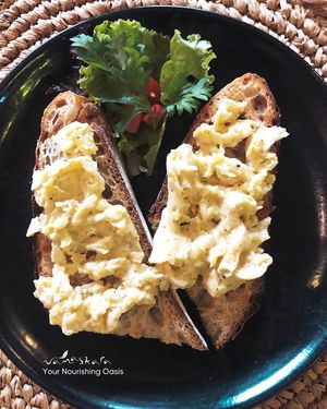 Scrambled eggs, toast, and a smile. That's all you need to start your day right. 🍞🍳

#YourNourishingOasis #NamaskaraOasis #NamaskaraUbud at Namaskara Coffee & Superfoods in Ubud