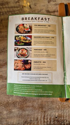 Menue June 2024 1/9 at Namaskara Coffee & Superfoods in Ubud