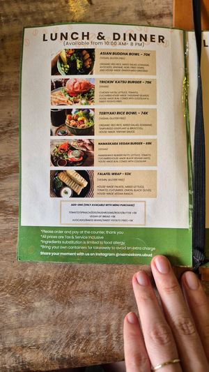 Menue June 2024 3/9 at Namaskara Coffee & Superfoods in Ubud