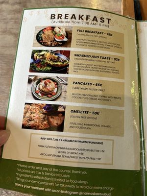 Menu July  at Namaskara Coffee & Superfoods in Ubud
