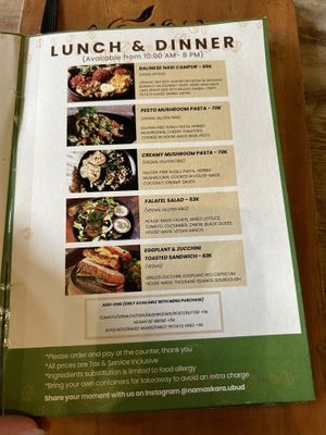 Menu July  at Namaskara Coffee & Superfoods in Ubud