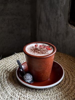 Cacao maqui latte at Namaskara Coffee & Superfoods in Ubud