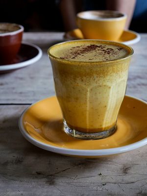 pictured: turmeric latte with coconut milk.
*we make our own almond & coconut milk at Namaskara Coffee & Superfoods in Ubud