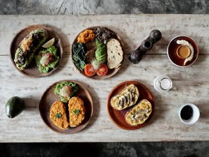 pictured: a few menu from the breakfast selection at Namaskara Coffee & Superfoods in Ubud