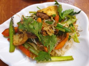 Fried Rice Noodles with Tofu at Au Lac in Da Lat