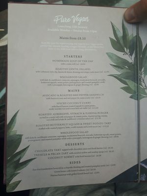 menu at The Swan in Amersham