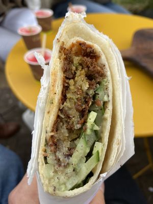 Falafel wrap: tasty with a great crunchy falafel  at Mr Blou I Love You in Amsterdam
