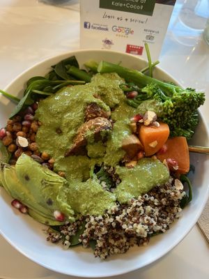 Tempeh Buddha bowl w pesto   at Kale+Coco in Dublin