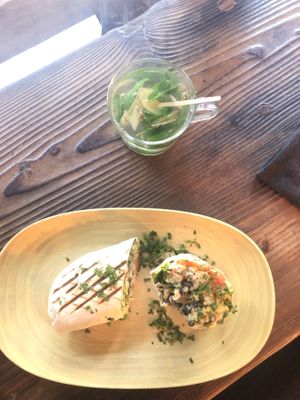 White smoked vegan burrito with tofu inside&mint tea at Rich 'N Greens in Cologne