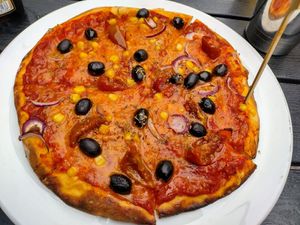 Vegan pizza made especially on request, had been available menu last time here at Robs Ranch House in Killarney