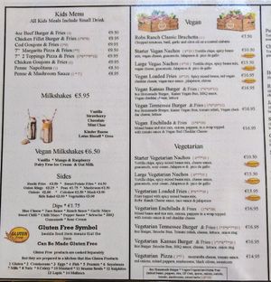 New menu at Robs Ranch House in Killarney