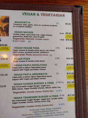 Menu as of August 2024 at Robs Ranch House in Killarney