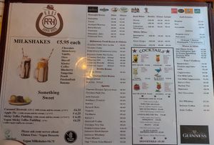 Menu as of August 2024 at Robs Ranch House in Killarney