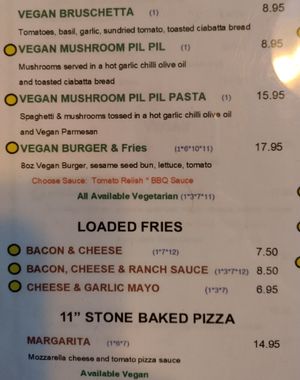 Menu as of December 2025 at Robs Ranch House in Killarney