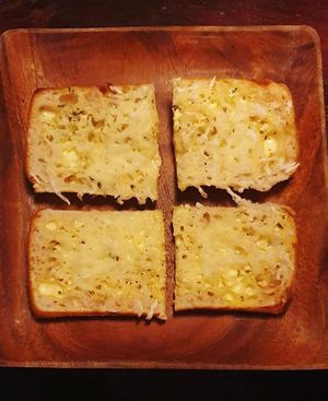 Vegan cheese garlic toastier at Robs Ranch House in Killarney
