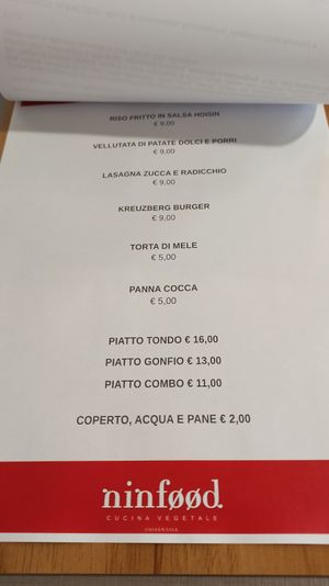 Menù di oggi at Ninfood in Cuneo
