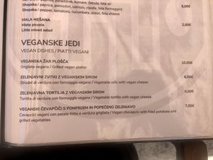 Vegan dishes from the menu at Labirint in Koper