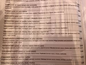 2 vegan pizzas from the menu at Labirint in Koper