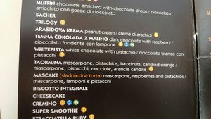 Menu at Kavarna Cacao in Ljubljana