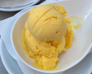 Mango ice cream at Kavarna Cacao in Ljubljana