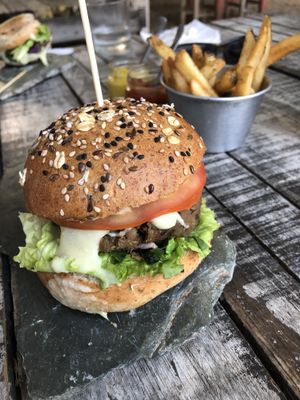 Vegan burger  at Bonita Tulum in Tulum