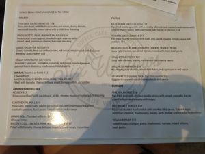 Lunch menu at Six Willows Cafe in Willetton