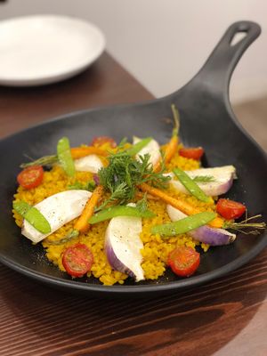 Vegan Paella at Swell Bowls in Tokyo