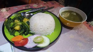 Dal Bhat at Pourquoi Pas in Pokhara