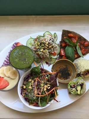 Brunch Plate served on Saturdays 1100-1600 at The Raw Kitchen Malmö in Malmo