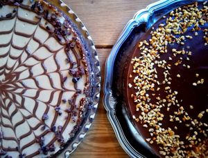 Mocca Raw Vegan Cheesecake and Nutella Pie at The Raw Kitchen Malmö in Malmo