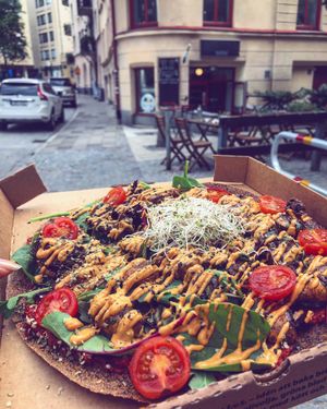 Funghii pizza at The Raw Kitchen Malmö in Malmo