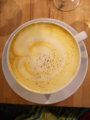 Golden vegan milk  at The Raw Kitchen Malmö in Malmo