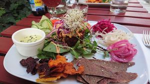 Deluxe Burger at The Raw Kitchen Malmö in Malmo