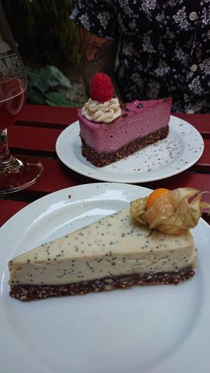 Raw food cakes at The Raw Kitchen Malmö in Malmo