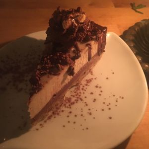 Salted caramel cheesecake at The Raw Kitchen Malmö in Malmo