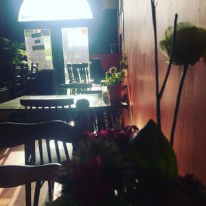 Looking towards the front door at The Rustic Coffee Co in Macclesfield