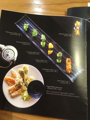 Vegan menu at Hanamura in Modbury