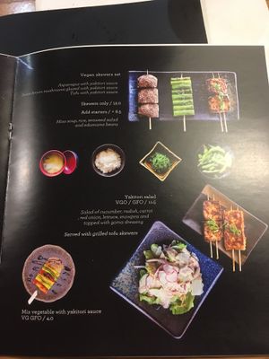 Vegan menu at Hanamura in Modbury