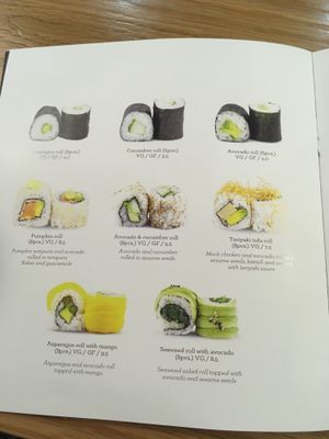 Vegan menu at Hanamura in Modbury