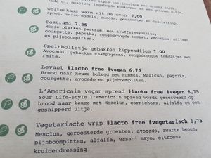 part of menu, vegan options clearly labelled at Your Coffee in Hilversum