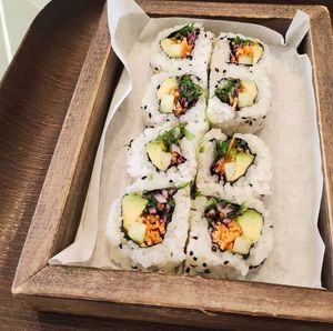 Vegan rolls at Macha Cafe in Milan