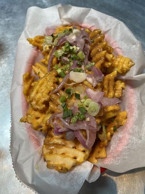 Curry waffle fries at Bang Up To The Elephant in Denver